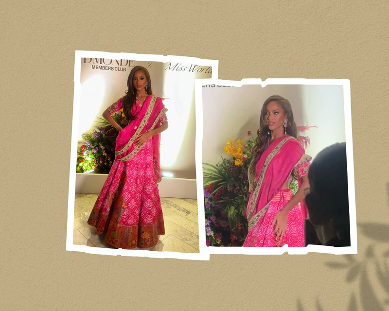  Ache Abrahams Miss World Trinidad and Tobago 2022, spotted wearing designer Asha Gautam 