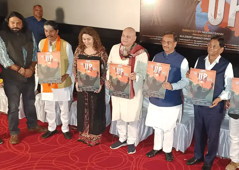 Manoj Joshi and Manjari Fadnis promote their Hindi film The UP Files in Lucknow 