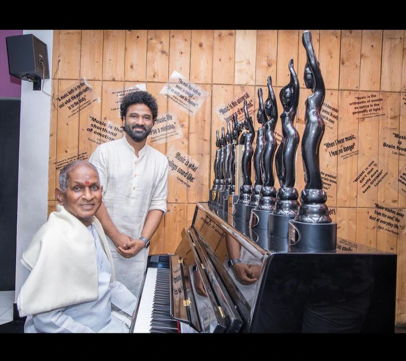 Rockstar DSP's fulfils dream with visit to Ilaiyaraaja's Studio